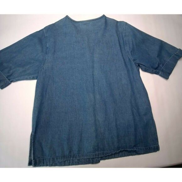 Jaclyn Smith Womens Plus Sz X Denim 3/4 Sleeve Embroidered And Studded Top - Picture 7 of 8